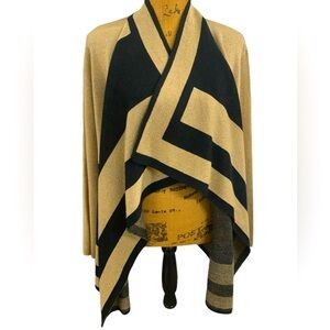 Women’s Melissa Paige Black Gold Metallic Long Sleeve Cardigan/ Wrap